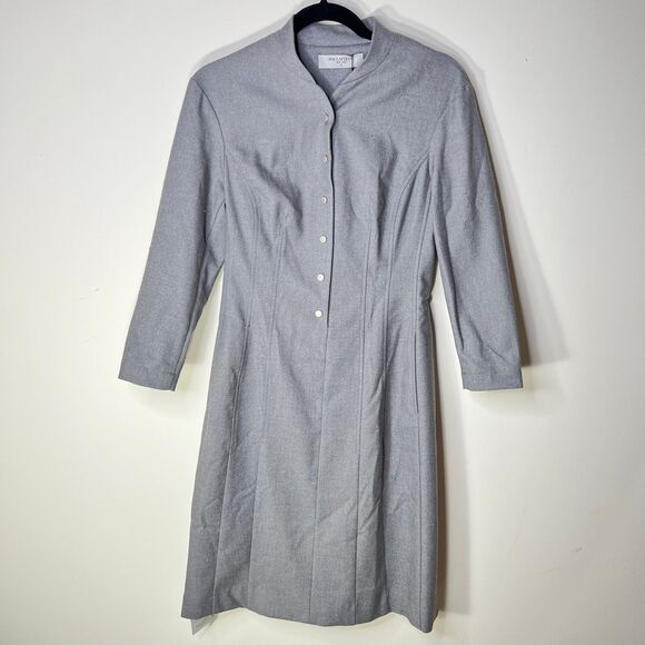 M.M. LaFleur The Scarlet Dress Size 4 Flannel Gray Long sleeves Sheath - Picture 2 of 7